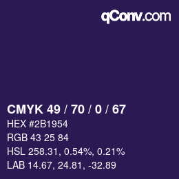 颜色代码: CMYK 49 / 70 / 0 / 67 | qconv.com