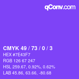 Color code: CMYK 49 / 73 / 0 / 3 | qconv.com