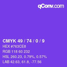 Código de color: CMYK 49 / 74 / 0 / 9 | qconv.com