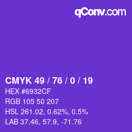 颜色代码: CMYK 49 / 76 / 0 / 19 | qconv.com