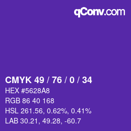 Color code: CMYK 49 / 76 / 0 / 34 | qconv.com