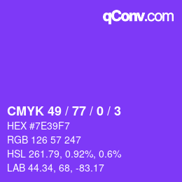 Farbcode: CMYK 49 / 77 / 0 / 3 | qconv.com