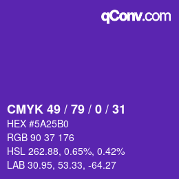 Color code: CMYK 49 / 79 / 0 / 31 | qconv.com