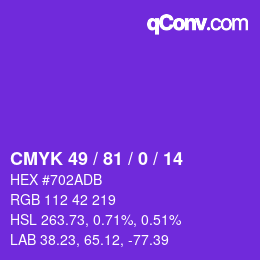 Color code: CMYK 49 / 81 / 0 / 14 | qconv.com