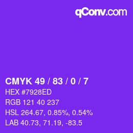 カラーコード: CMYK 49 / 83 / 0 / 7 | qconv.com
