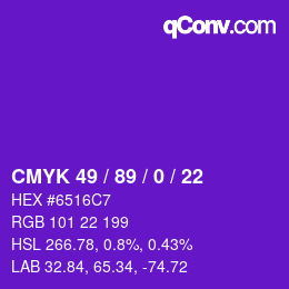 颜色代码: CMYK 49 / 89 / 0 / 22 | qconv.com