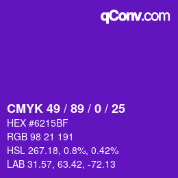 Color code: CMYK 49 / 89 / 0 / 25 | qconv.com