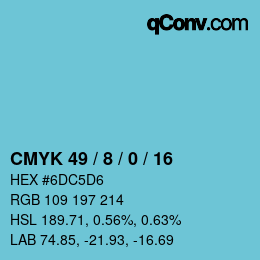 颜色代码: CMYK 49 / 8 / 0 / 16 | qconv.com