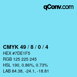 カラーコード: CMYK 49 / 8 / 0 / 4 | qconv.com
