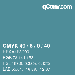 カラーコード: CMYK 49 / 8 / 0 / 40 | qconv.com