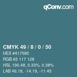 Color code: CMYK 49 / 8 / 0 / 50 | qconv.com