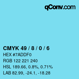 颜色代码: CMYK 49 / 8 / 0 / 6 | qconv.com