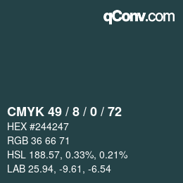 Color code: CMYK 49 / 8 / 0 / 72 | qconv.com