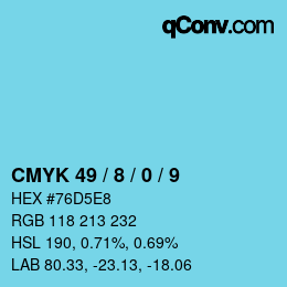 颜色代码: CMYK 49 / 8 / 0 / 9 | qconv.com