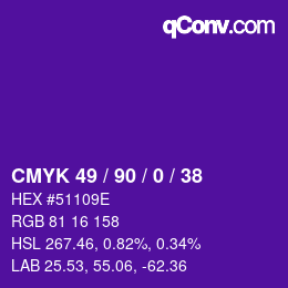 颜色代码: CMYK 49 / 90 / 0 / 38 | qconv.com
