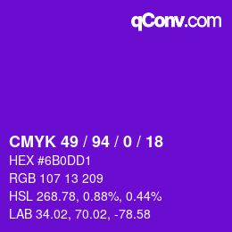 カラーコード: CMYK 49 / 94 / 0 / 18 | qconv.com
