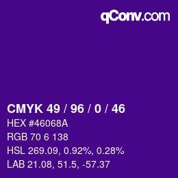 Color code: CMYK 49 / 96 / 0 / 46 | qconv.com