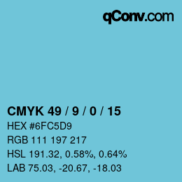 颜色代码: CMYK 49 / 9 / 0 / 15 | qconv.com