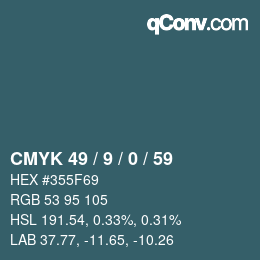Código de color: CMYK 49 / 9 / 0 / 59 | qconv.com
