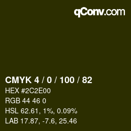 Code couleur: CMYK 4 / 0 / 100 / 82 | qconv.com