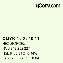 颜色代码: CMYK 4 / 0 / 10 / 1 | qconv.com