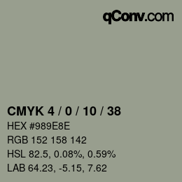 カラーコード: CMYK 4 / 0 / 10 / 38 | qconv.com