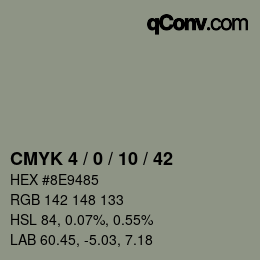 カラーコード: CMYK 4 / 0 / 10 / 42 | qconv.com