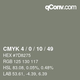 颜色代码: CMYK 4 / 0 / 10 / 49 | qconv.com