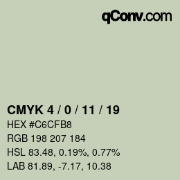 カラーコード: CMYK 4 / 0 / 11 / 19 | qconv.com