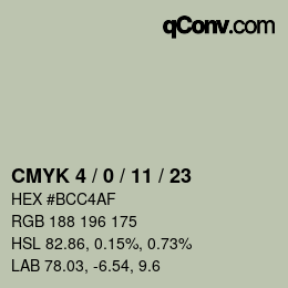 カラーコード: CMYK 4 / 0 / 11 / 23 | qconv.com