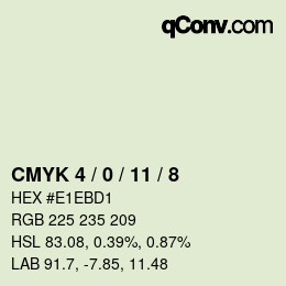 カラーコード: CMYK 4 / 0 / 11 / 8 | qconv.com