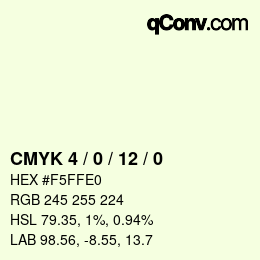 カラーコード: CMYK 4 / 0 / 12 / 0 | qconv.com