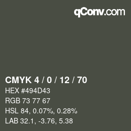 Color code: CMYK 4 / 0 / 12 / 70 | qconv.com