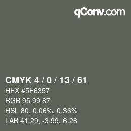 カラーコード: CMYK 4 / 0 / 13 / 61 | qconv.com