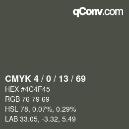 Color code: CMYK 4 / 0 / 13 / 69 | qconv.com