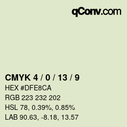 颜色代码: CMYK 4 / 0 / 13 / 9 | qconv.com
