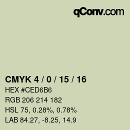 颜色代码: CMYK 4 / 0 / 15 / 16 | qconv.com