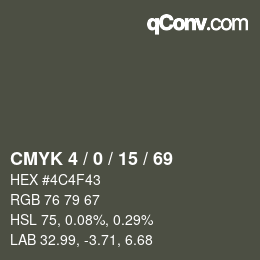 Color code: CMYK 4 / 0 / 15 / 69 | qconv.com