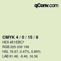 カラーコード: CMYK 4 / 0 / 15 / 8 | qconv.com