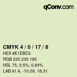 カラーコード: CMYK 4 / 0 / 17 / 8 | qconv.com