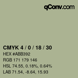 Farbcode: CMYK 4 / 0 / 18 / 30 | qconv.com