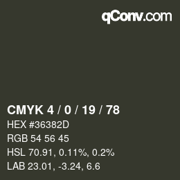 Farbcode: CMYK 4 / 0 / 19 / 78 | qconv.com