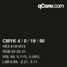 カラーコード: CMYK 4 / 0 / 19 / 90 | qconv.com
