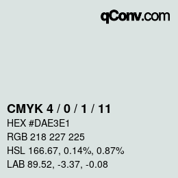 カラーコード: CMYK 4 / 0 / 1 / 11 | qconv.com