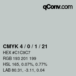 カラーコード: CMYK 4 / 0 / 1 / 21 | qconv.com