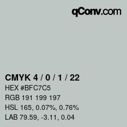 カラーコード: CMYK 4 / 0 / 1 / 22 | qconv.com