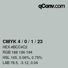 颜色代码: CMYK 4 / 0 / 1 / 23 | qconv.com