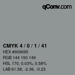 颜色代码: CMYK 4 / 0 / 1 / 41 | qconv.com