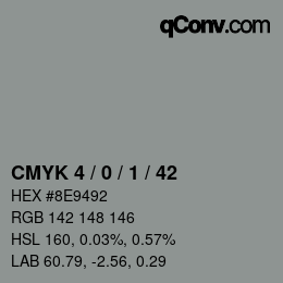 カラーコード: CMYK 4 / 0 / 1 / 42 | qconv.com