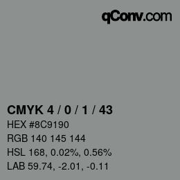 颜色代码: CMYK 4 / 0 / 1 / 43 | qconv.com